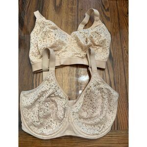 Lot of‎ 2 Chantelle Beige Soft Floral Lace Norah Comfort Supportive Bra Size 34H